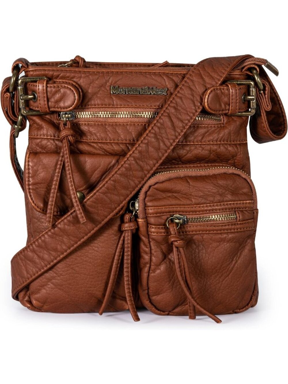 Stylish Soft Washed Leather Crossbody Bag for Women | Multi Pocket Design